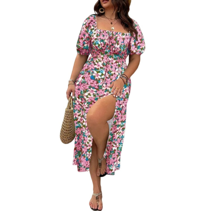 Floral Square Neck Midi Dress