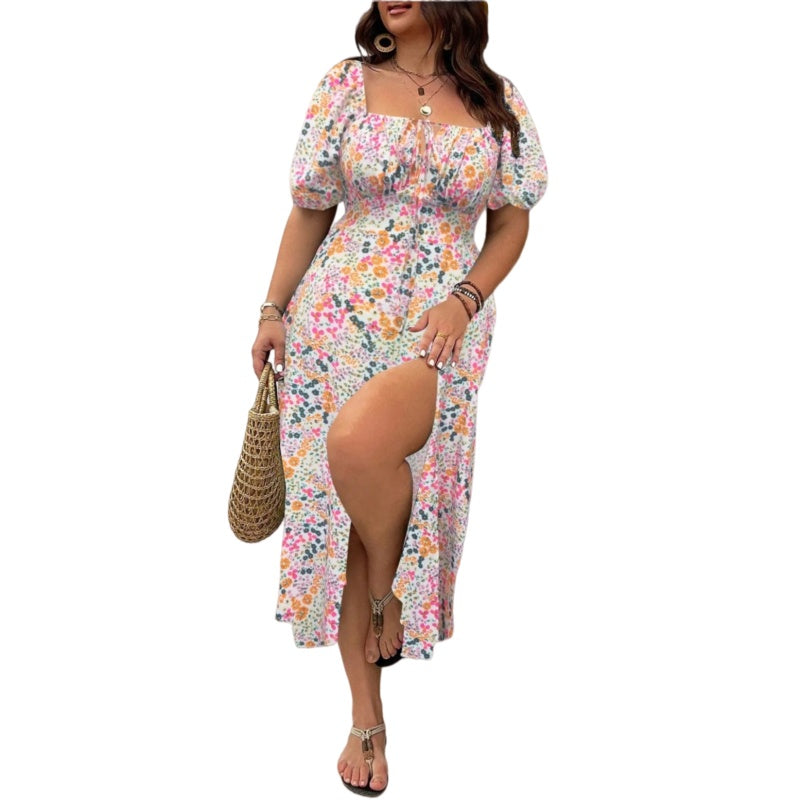 Floral Square Neck Midi Dress