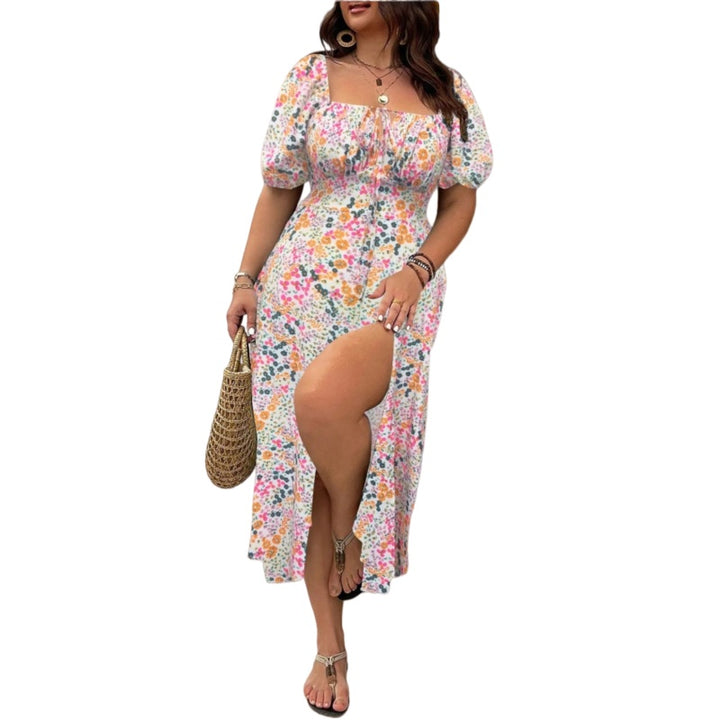 Floral Square Neck Midi Dress
