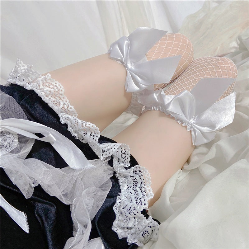 Lace Trimmed Bow Stockings