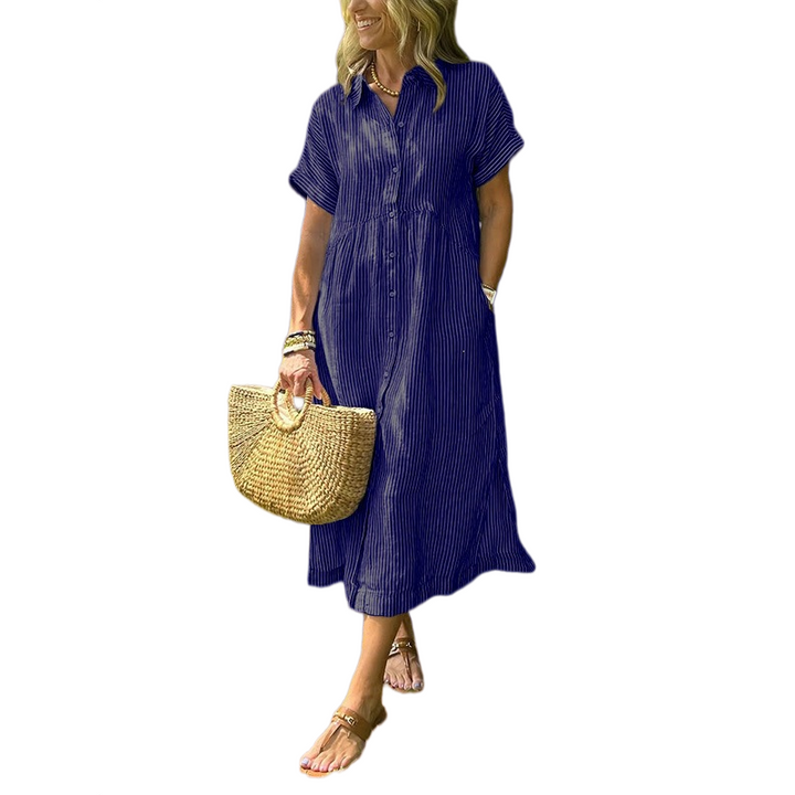 Striped Button-Up Midi Dress