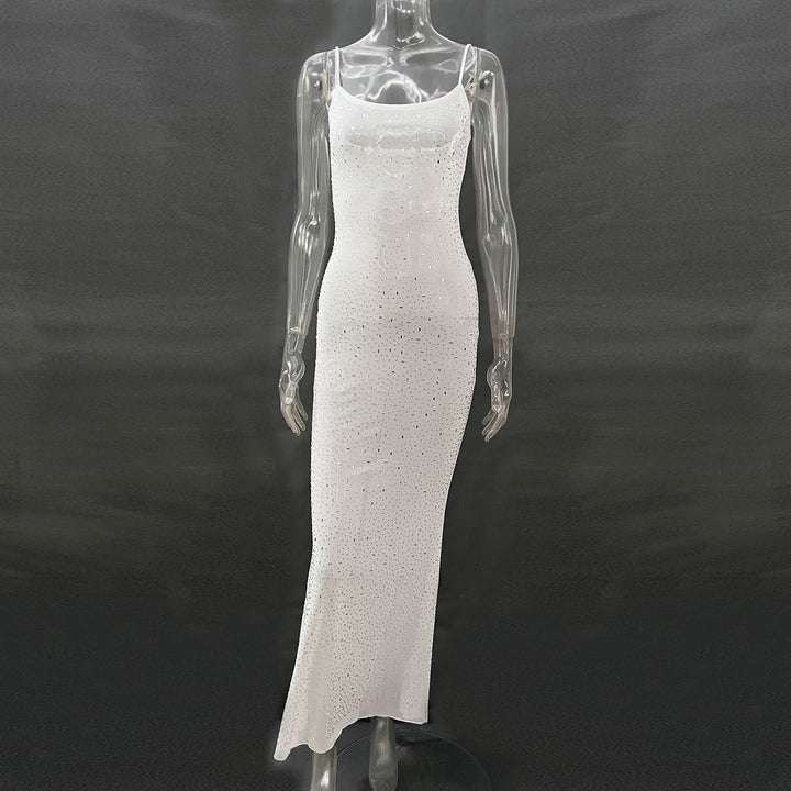 Rhinestone Mermaid Maxi Dress – Glamorous Cami Evening Gown for Women