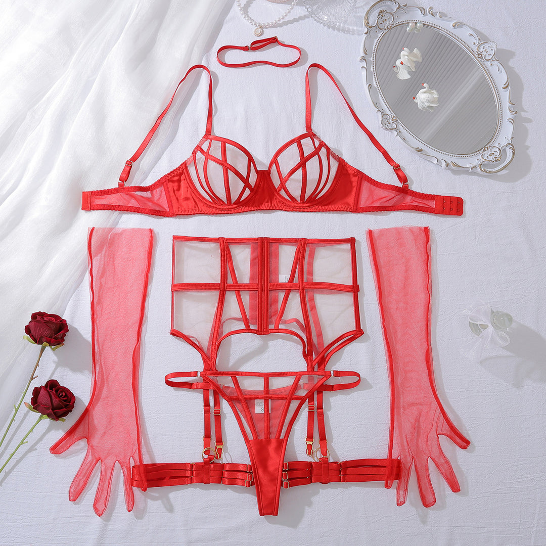 Sheer Mesh Shaping Lingerie Set – Adjustable Sculpting Bra & Panty Set for Women