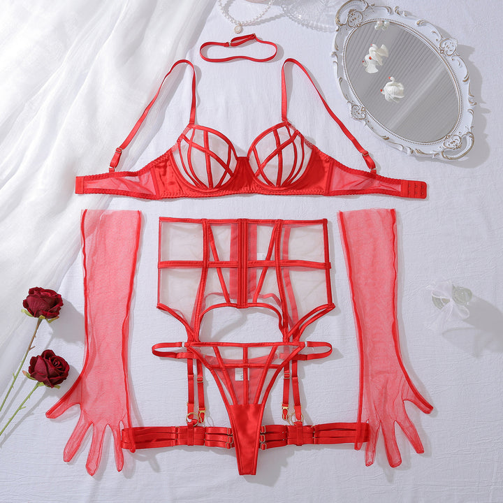 Sheer Mesh Shaping Lingerie Set – Adjustable Sculpting Bra & Panty Set for Women