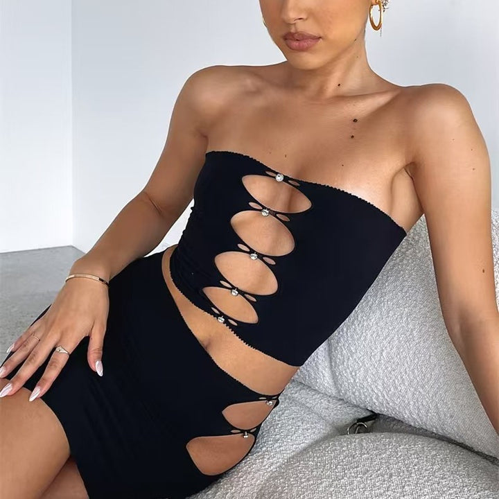 Women’s Rhinestone Fishnet Bodycon Dress