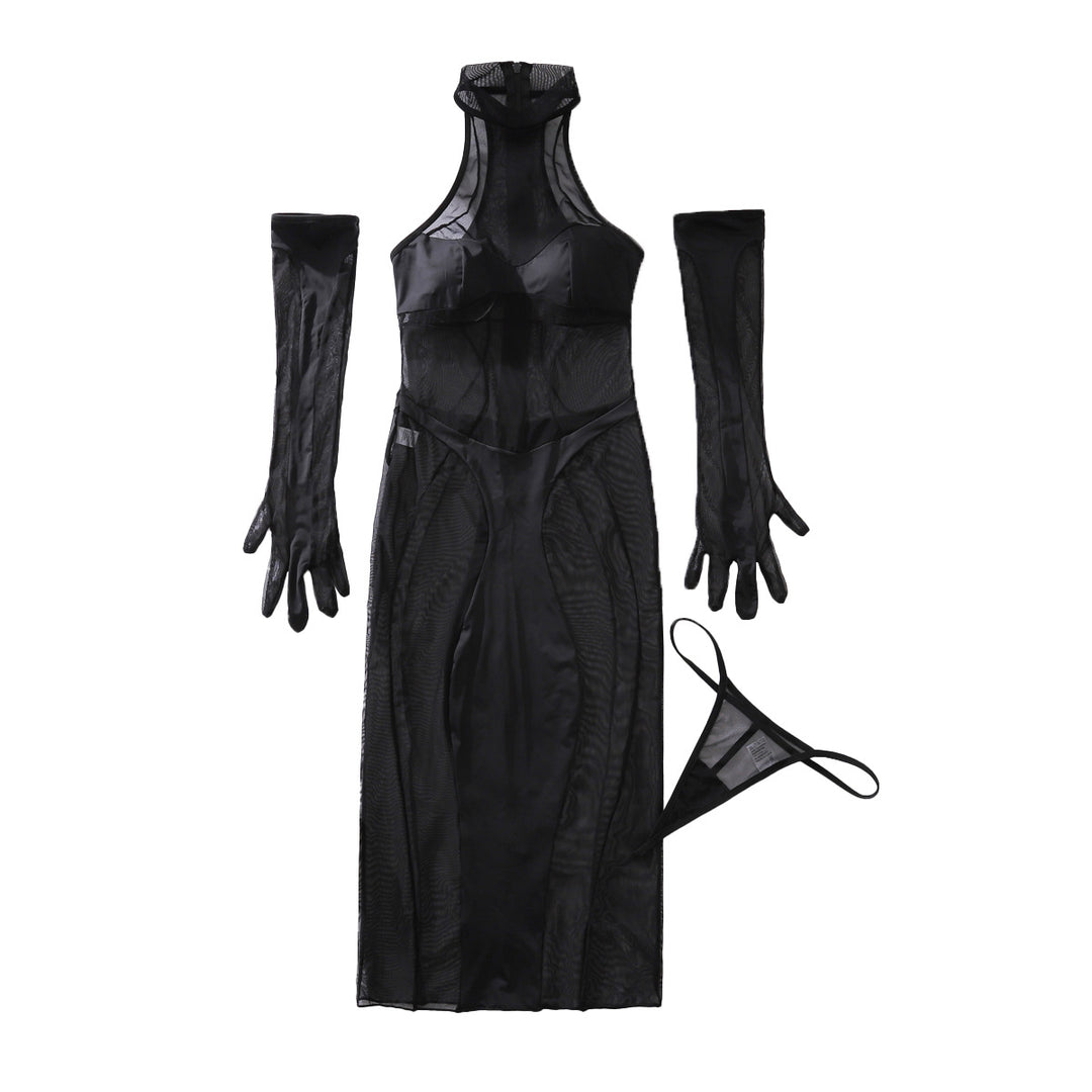 Women’s Sheer Mesh Bodysuit 3-Piece Set