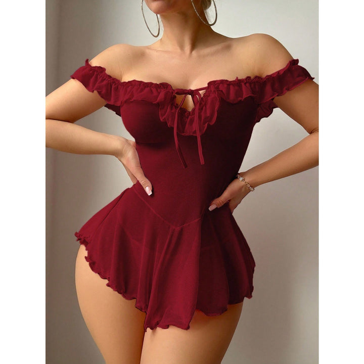 Off-Shoulder Ruffle Babydoll Sleepwear