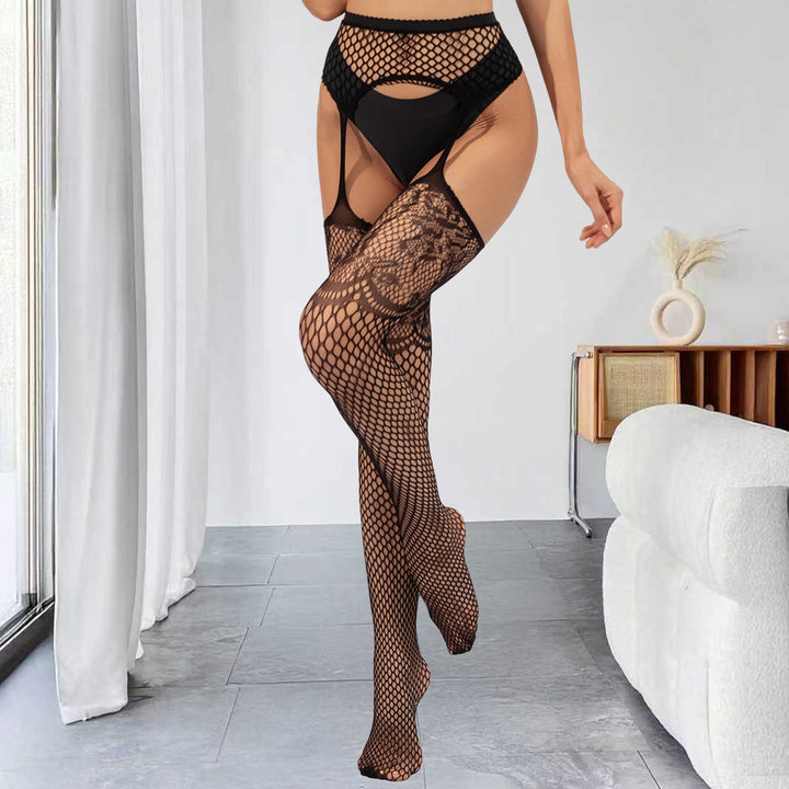 High Waist Suspender Pantyhose