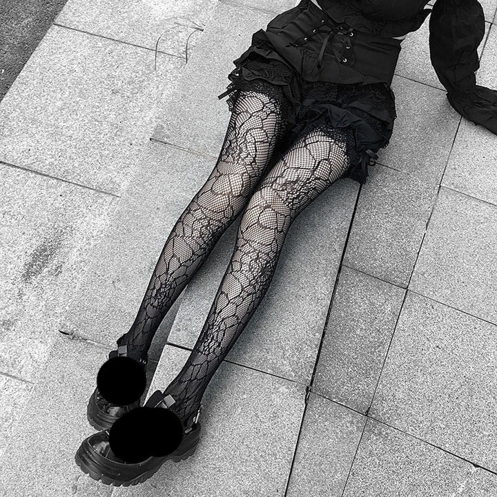 Dark black spider stockings