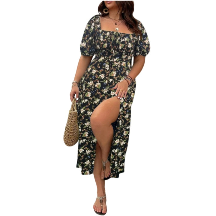 Floral Square Neck Midi Dress