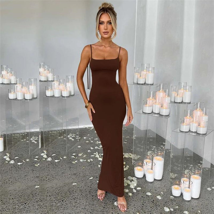 Backless Strappy Slimming Dress