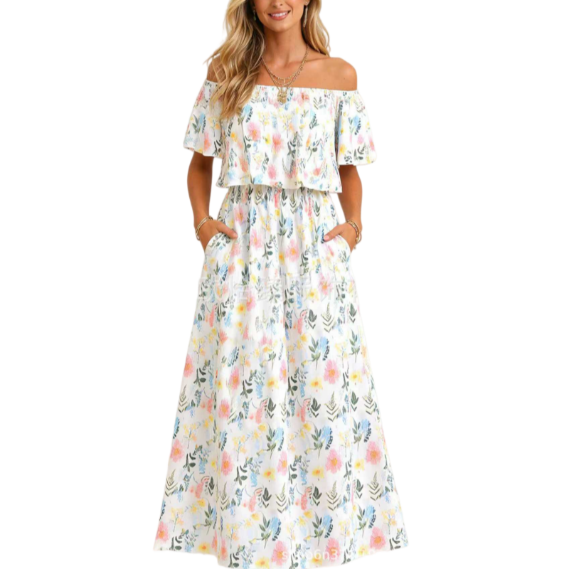 Floral Off Shoulder Maxi Dress