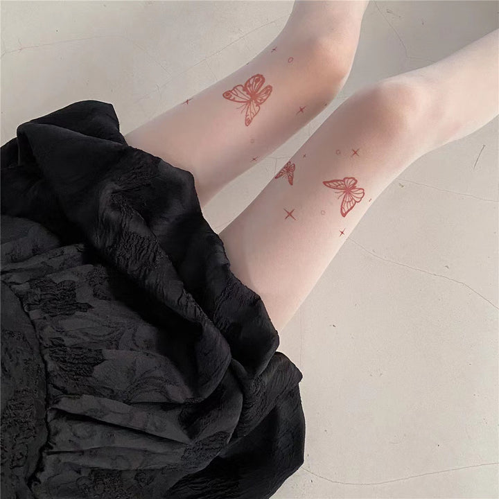 Printed Butterfly Stockings