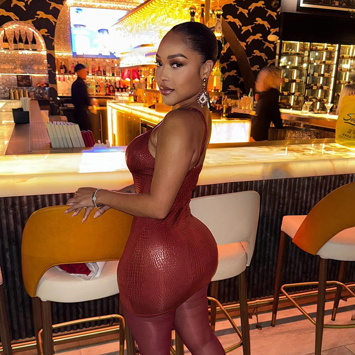 Women’s PU Leather Mini Dress – Chic Bodycon Clubwear