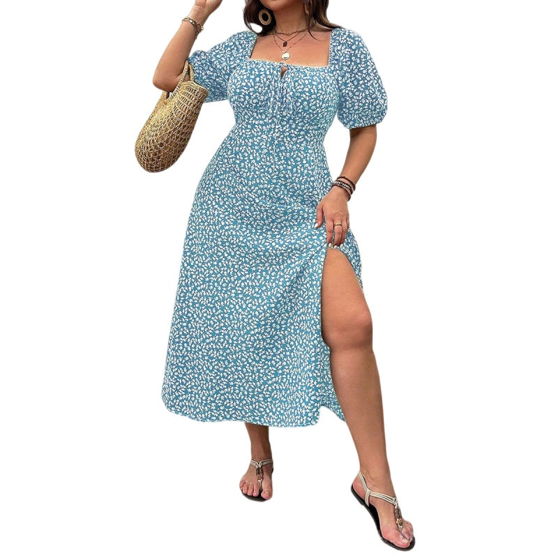 Floral Square Neck Midi Dress