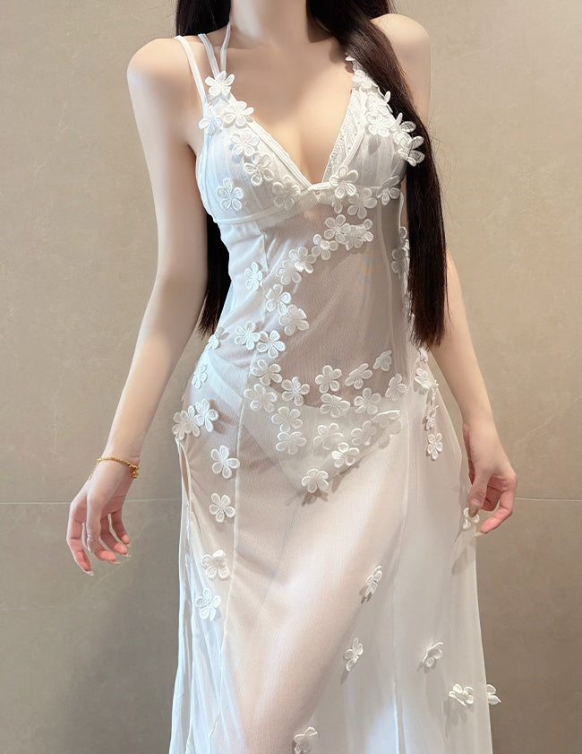 Lace Cutout Maxi Dress – Spaghetti Strap Slim Fit Elegant Dress for Women
