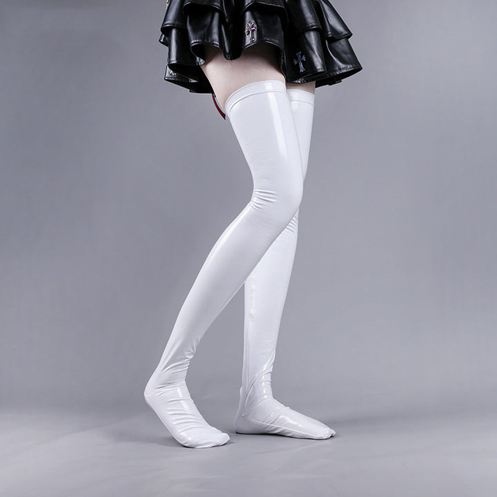 glossy over-the-knee socks