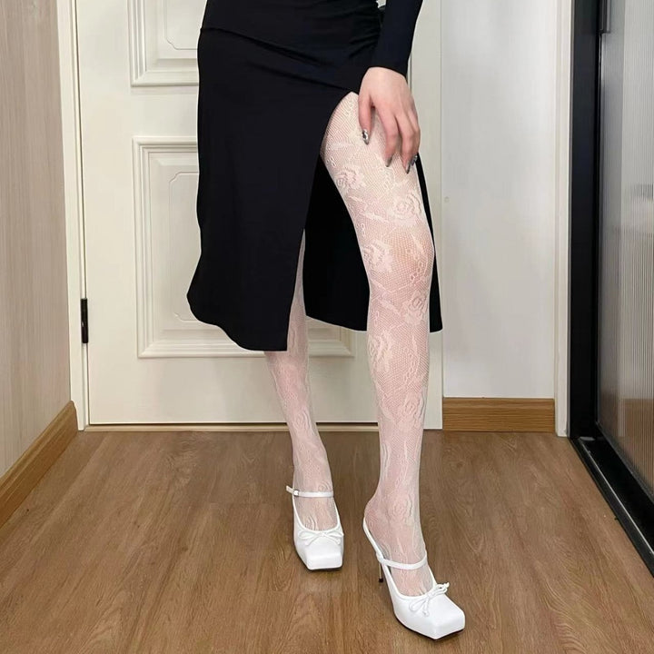Women’s Rose Pattern Fishnet Tights