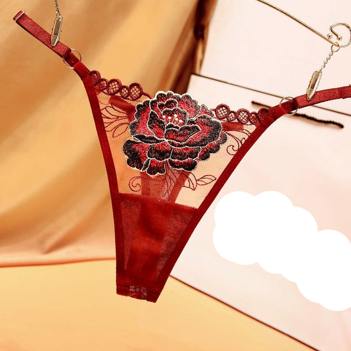 Embroidered Floral Thongs