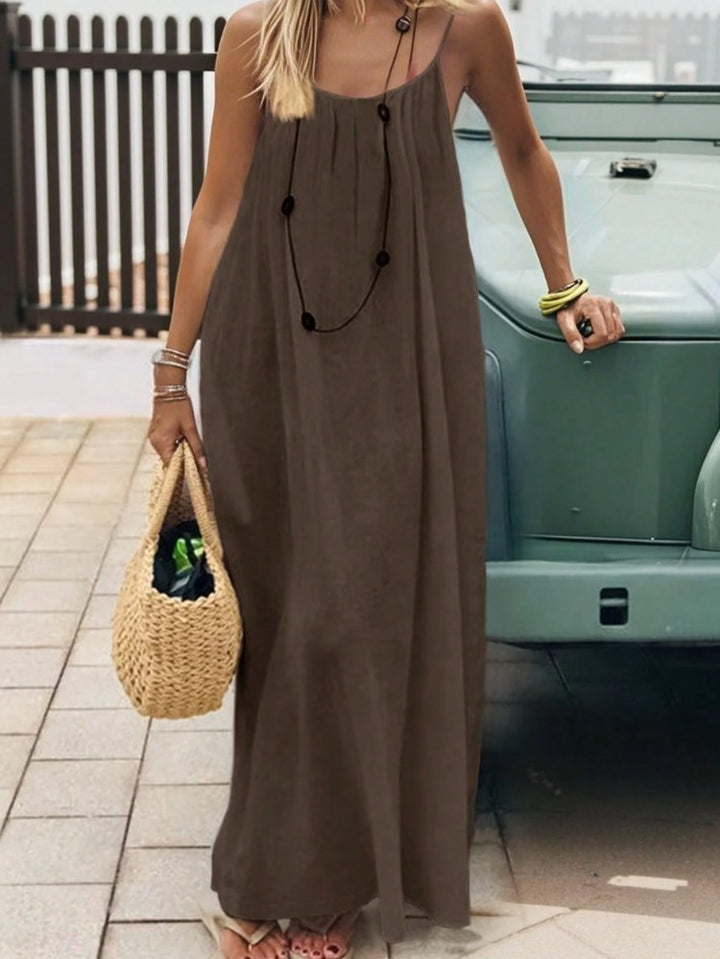 Backless Cami Lounge Dress – Women’s Loose Fit Slip Home Dress
