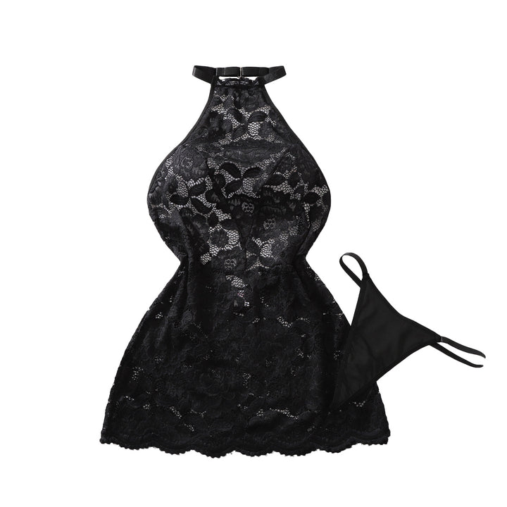 Vintage Floral Lace Dress – Sheer Halter Bodycon Mini