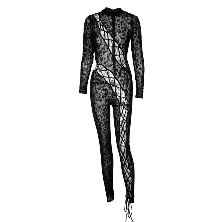 Cutout Bodycon Jumpsuit – Lace-Up Slim Fit One-Piece Outfit for Women