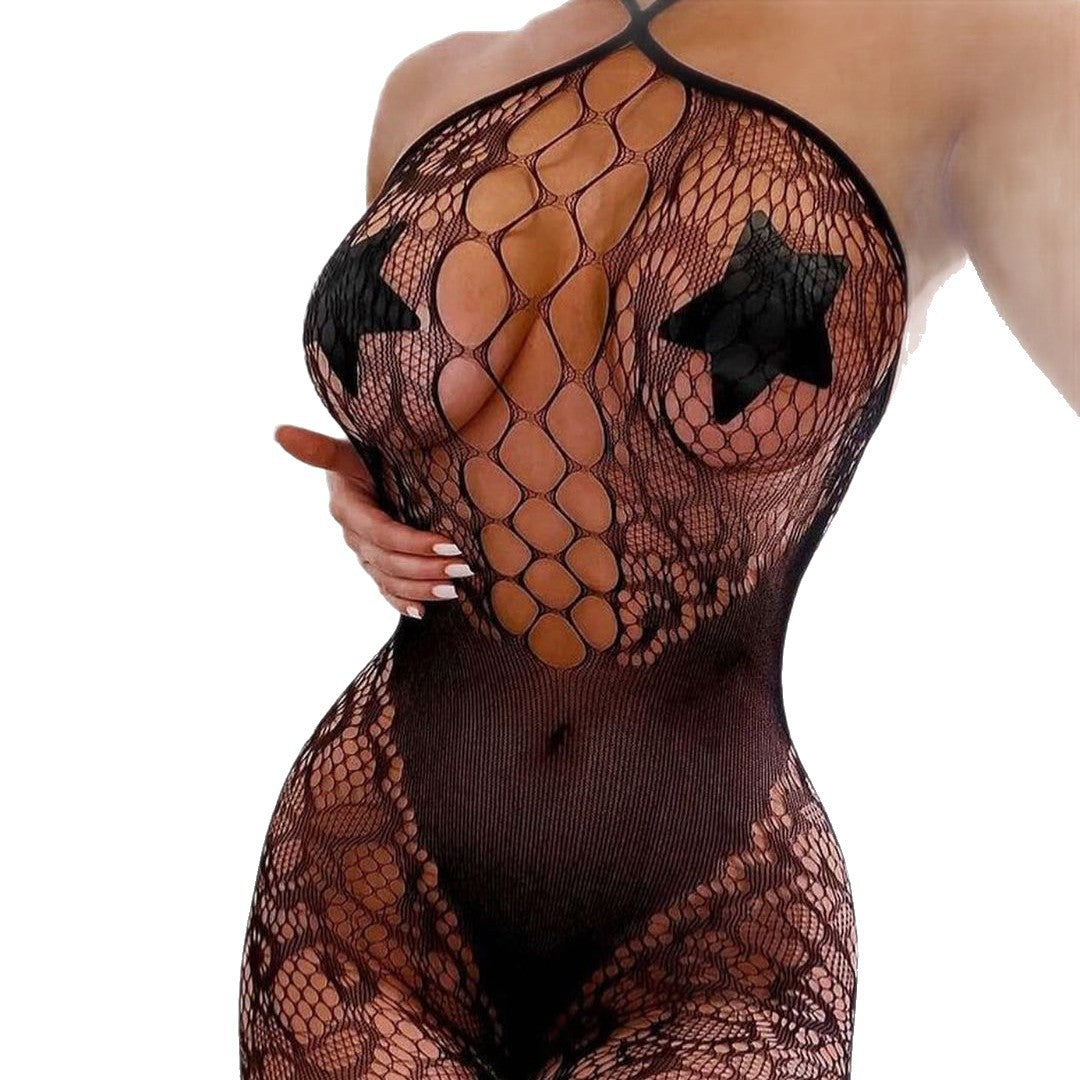 Backless Cutout Sheer Bodysuit Plus Size
