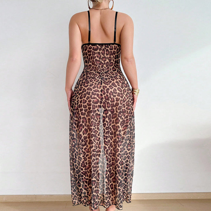 Leopard Print Nightdress & Thong Set
