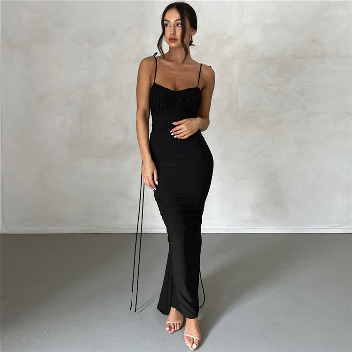 Sexy Open Back Halter Maxi Dress