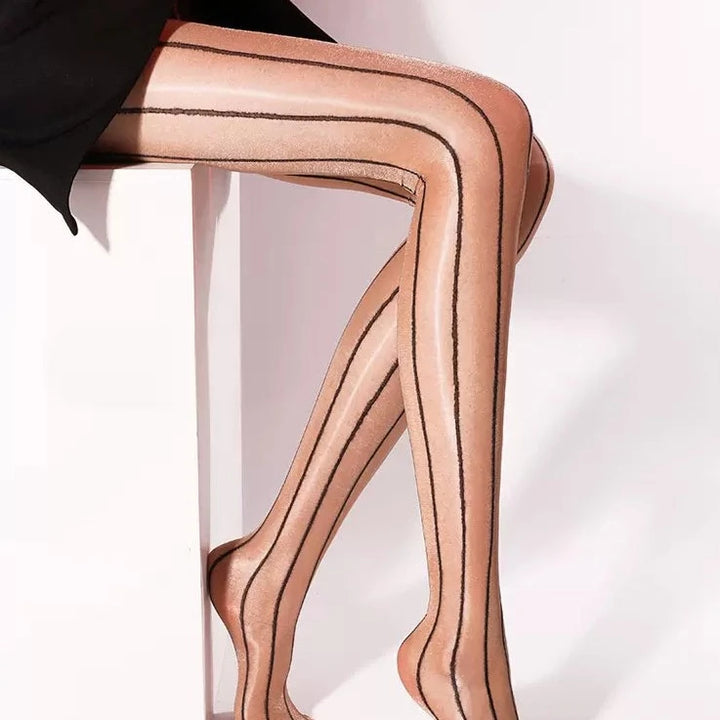 Vertical Line Oiled Stockings