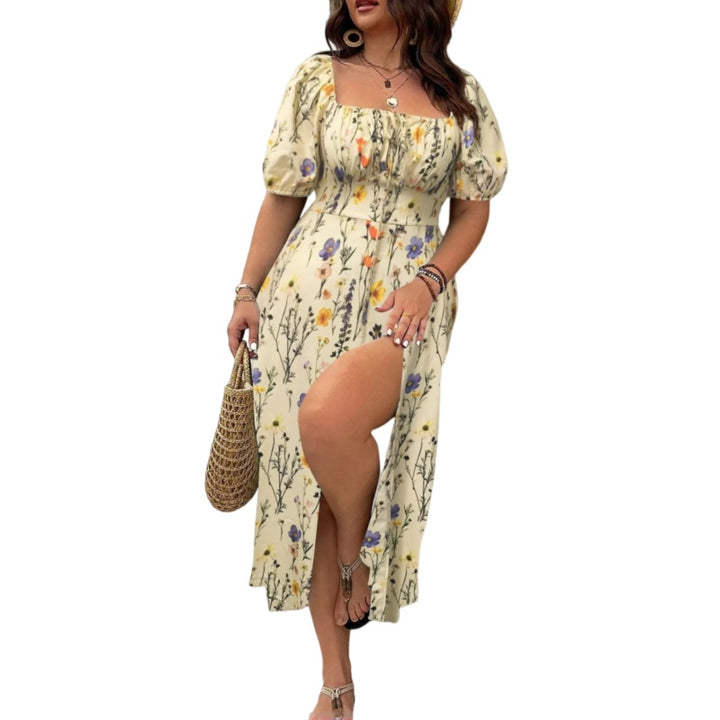 Floral Square Neck Midi Dress