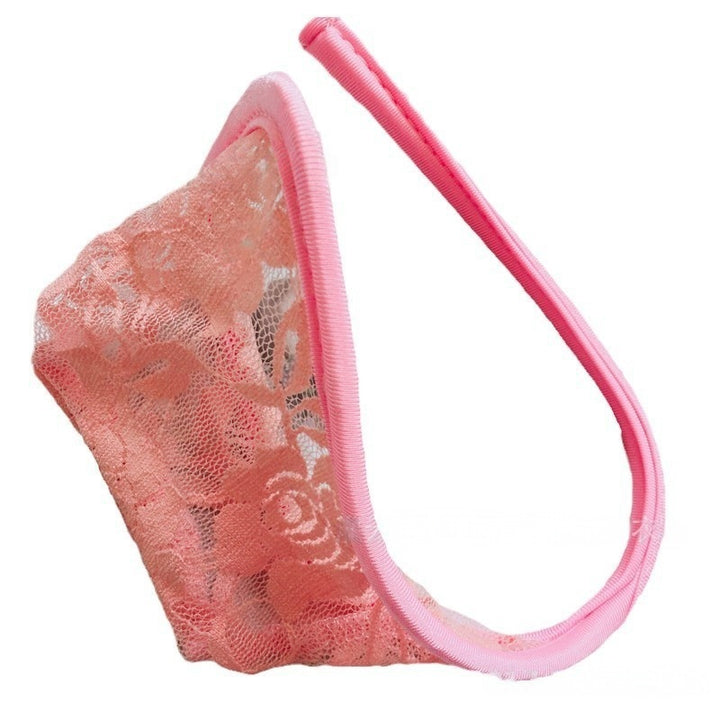 Women’s Lace C-String Couple Set – Cherry Detail Sheer Minimal Panty