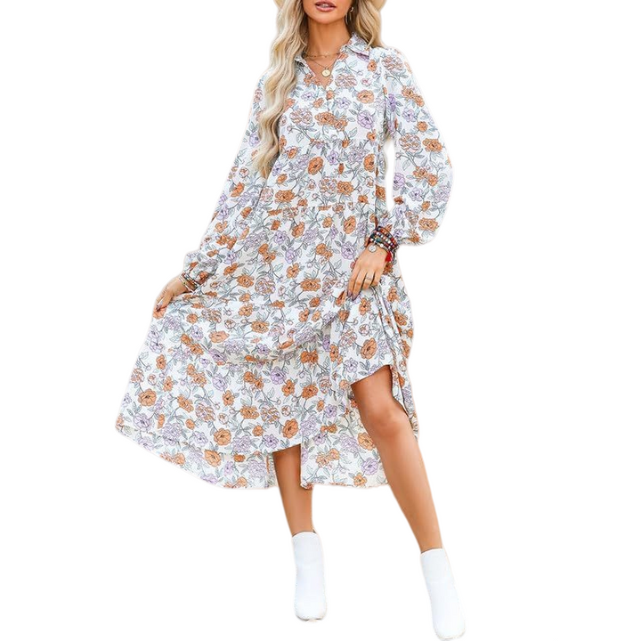 Vintage Floral Midi Dress
