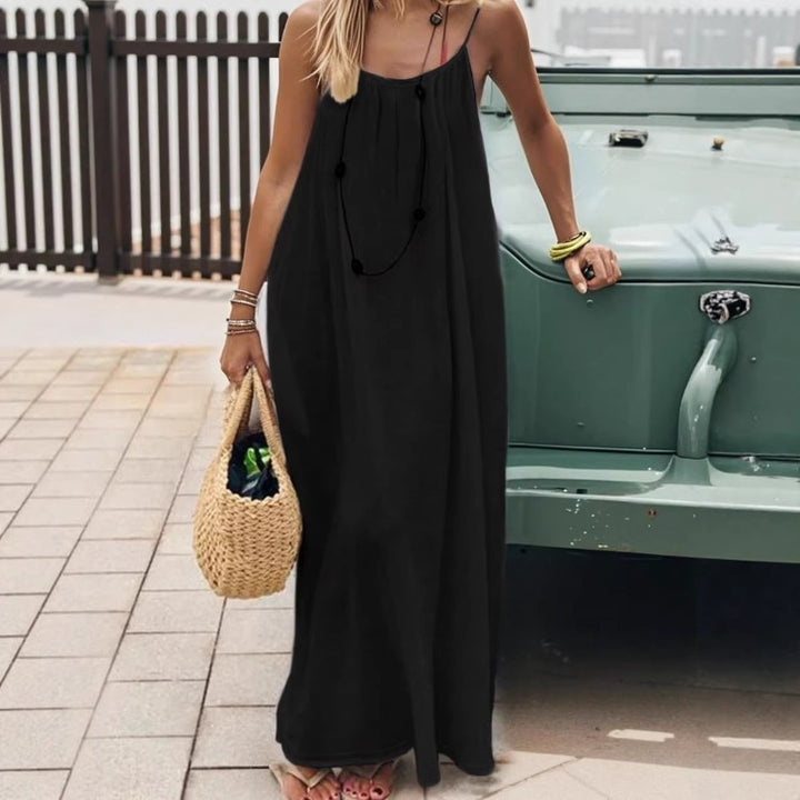 Backless Cami Lounge Dress – Women’s Loose Fit Slip Home Dress