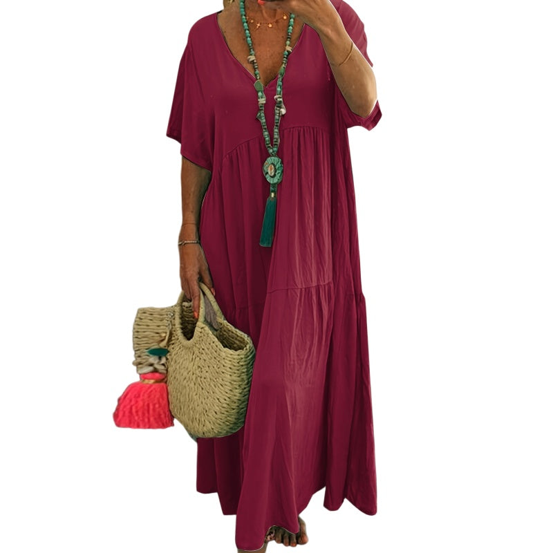Relaxed V Neck Maxi Dress