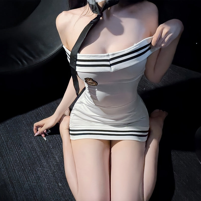 Strapless Lace Set – Tie Front Cosplay Style Lingerie Outfit