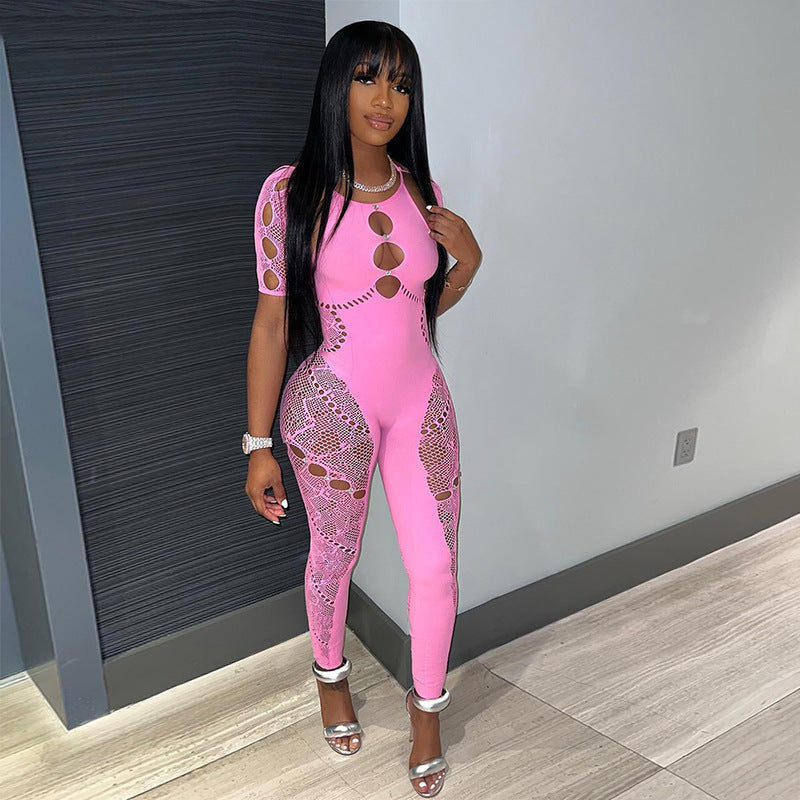 Women’s Rhinestone Knit Bodycon Jumpsuit