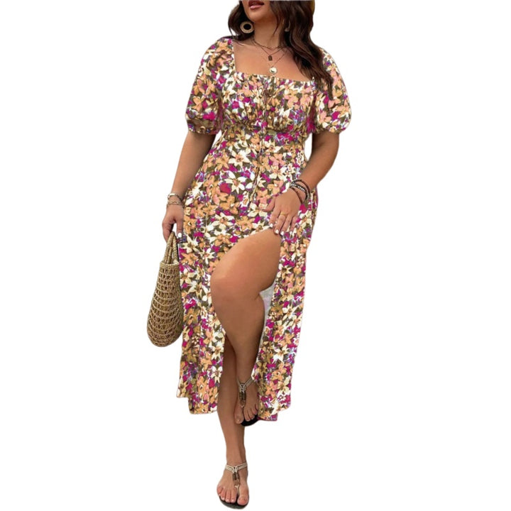 Floral Square Neck Midi Dress
