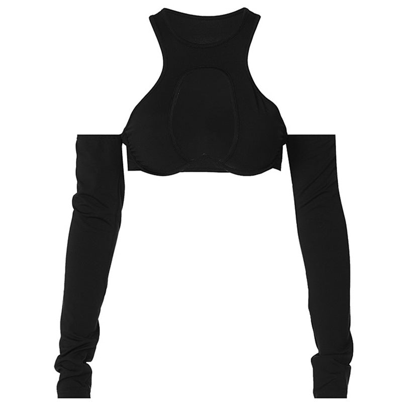 Slim Fit Chest Cutout Long Sleeve Shirt