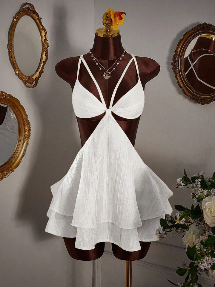 Layered Tie Detail Mini Dress – Cutout Cami Princess Dress for Women
