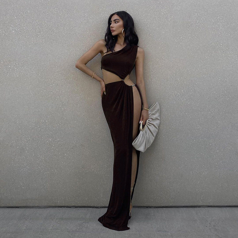 Women’s One-Shoulder Split Maxi Dress