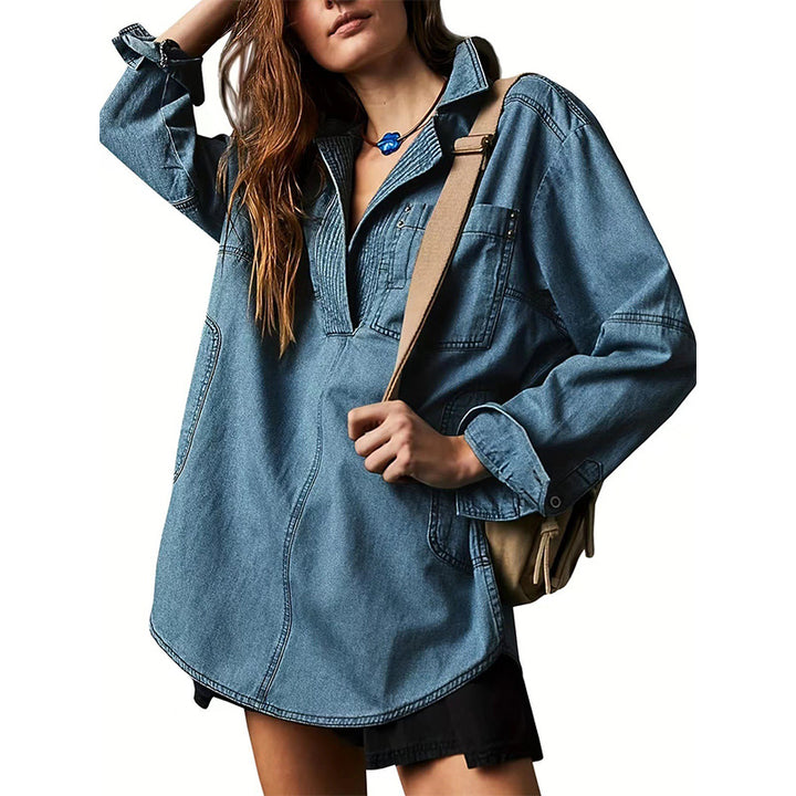 Relaxed Denim Pullover Shirt