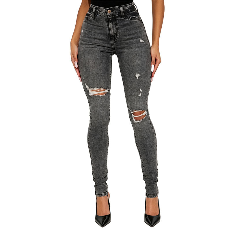 High Waist Distressed Skinny Jeans