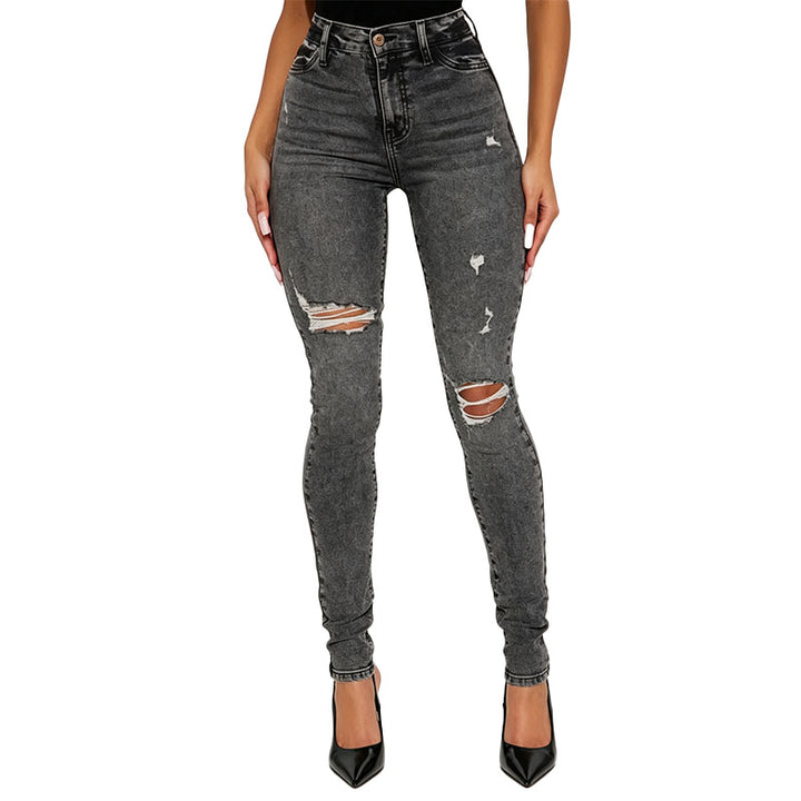 High Waist Distressed Skinny Jeans