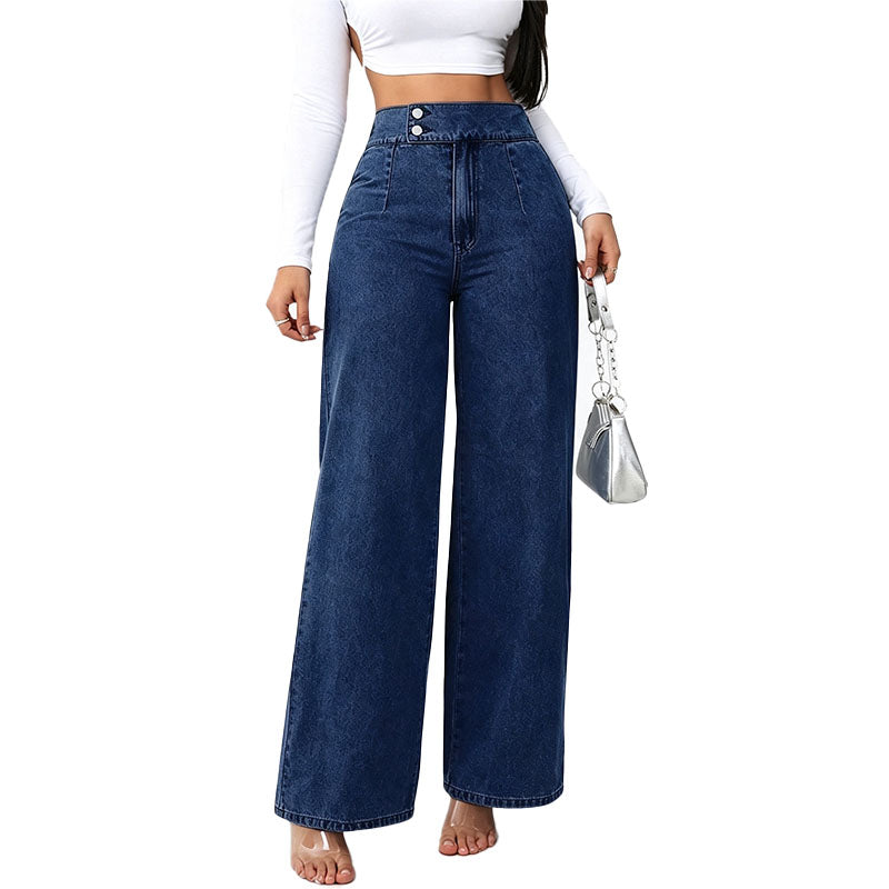 High Waist Wide Leg Denim Pants