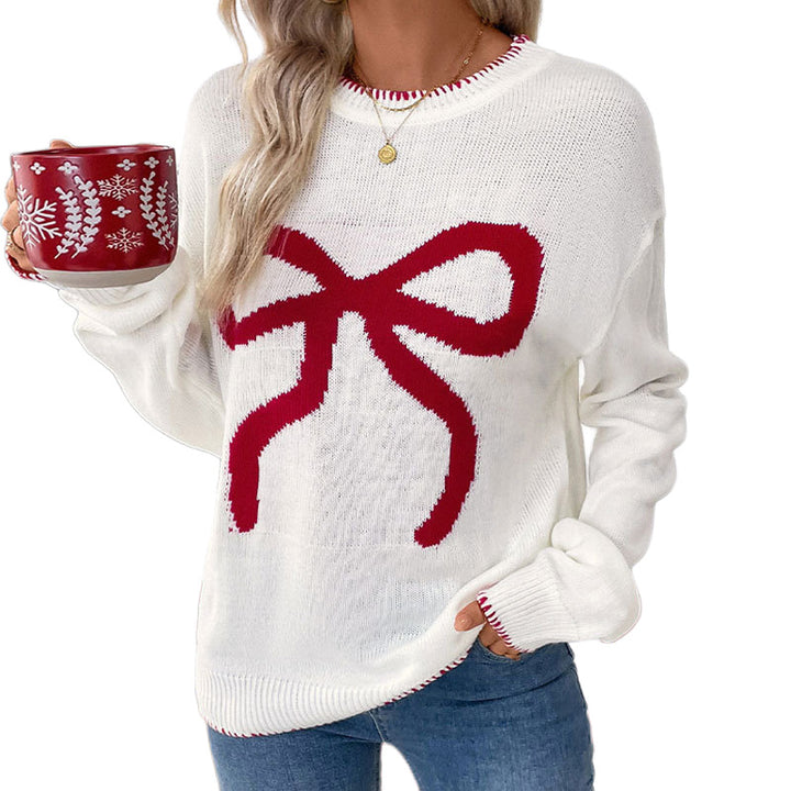 Bow Graphic Christmas Knit Sweater