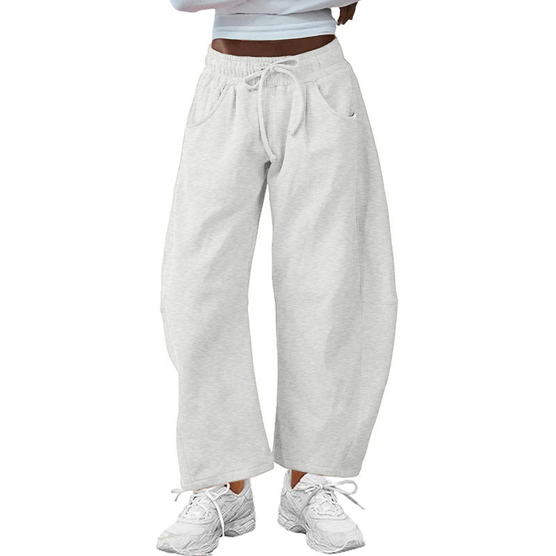 Relaxed Drawstring Ankle Pants