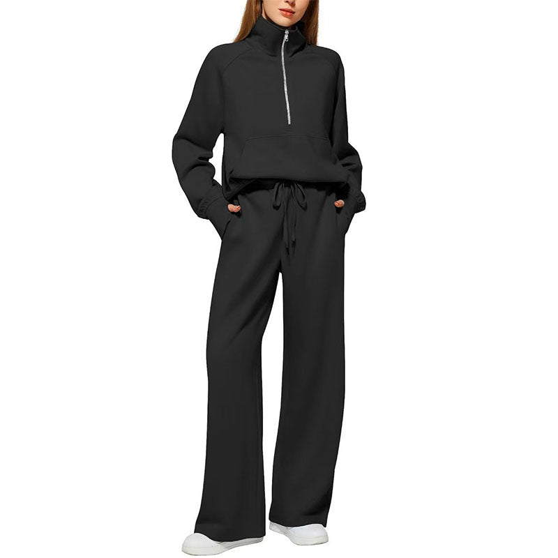 Half-Zip Wide Leg Lounge Set