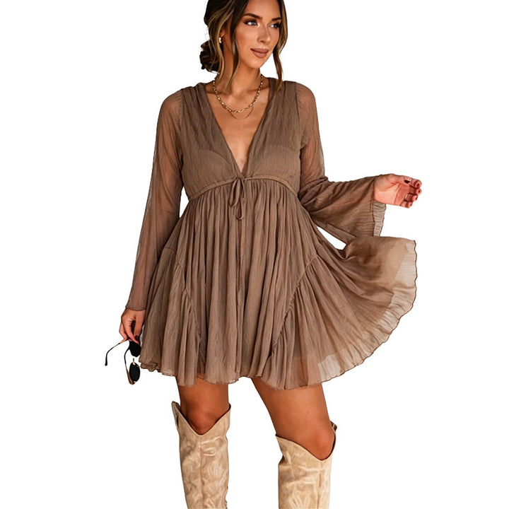 Deep V Flowy Mini Dress