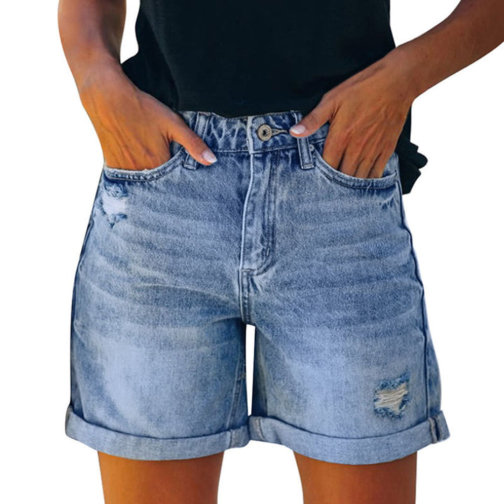 Distressed Cuffed Denim Shorts